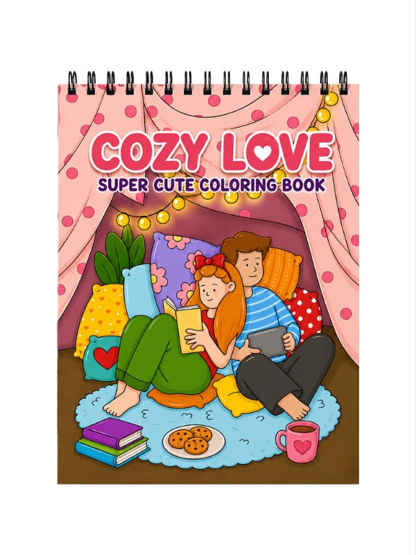 Cozy Love Boyama Kitabı - Yetişkinler İçin Rahatlatıcı Boyama Kitabı - Mandala Boyama Kitabı